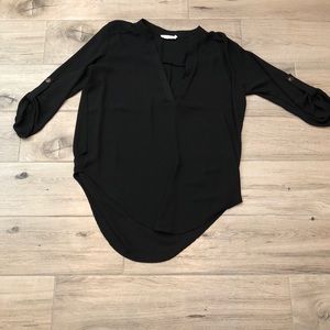 Black polyester long sleeve blouse